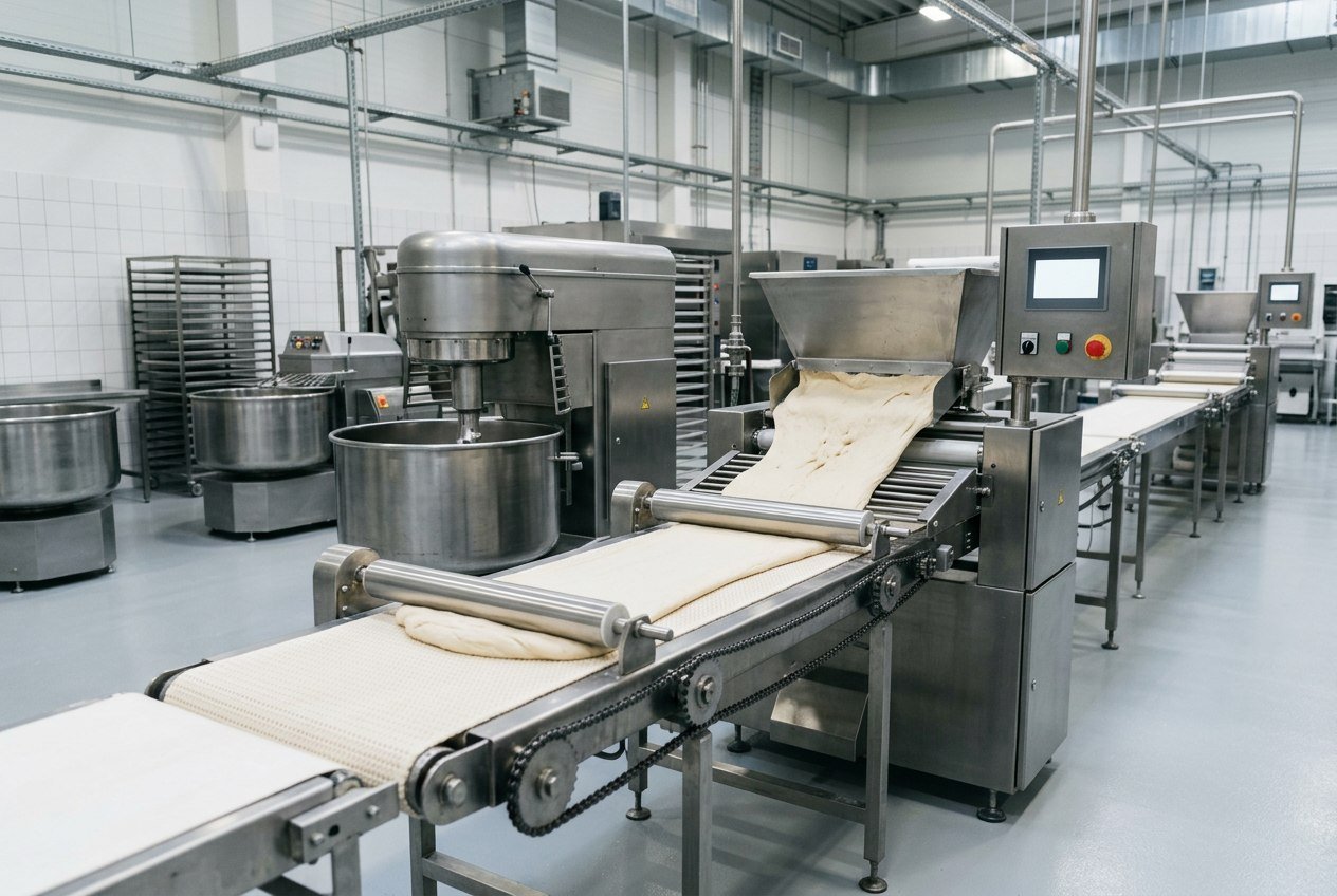 Industrial margarine used on a commercial food production line
