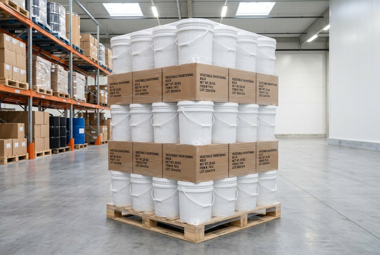 Representative bulk packaging for vegetable shortening supply
